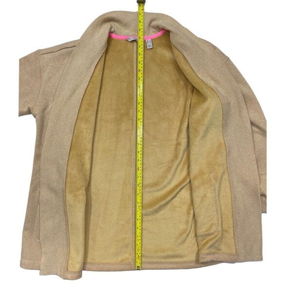 ISAAC MIZRAHI LIVE! Open Cardigan Duster Size Medium Tan Thick Knit Thigh Length - Picture 12 of 16